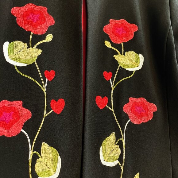 Vintage Russell Kemp Blazer Black Floral Embroidery Lined Women's Size 10 - Picture 5 of 10